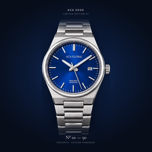Reloj ACA EDGE Resilient Investor, esfera azul y brazalete de acero