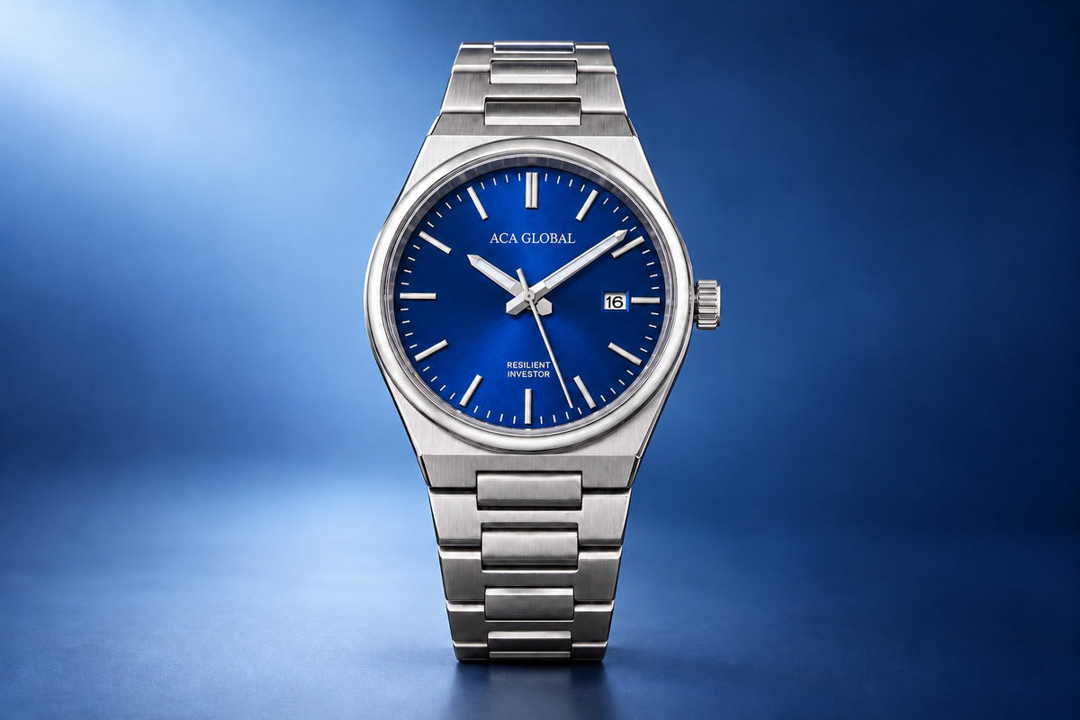Reloj ACA EDGE Resilient Investor sobre fondo azul